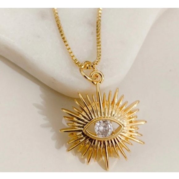 Evil Eye/Sun Burst Necklace | 14k Gold Filled - Picture 4 of 6